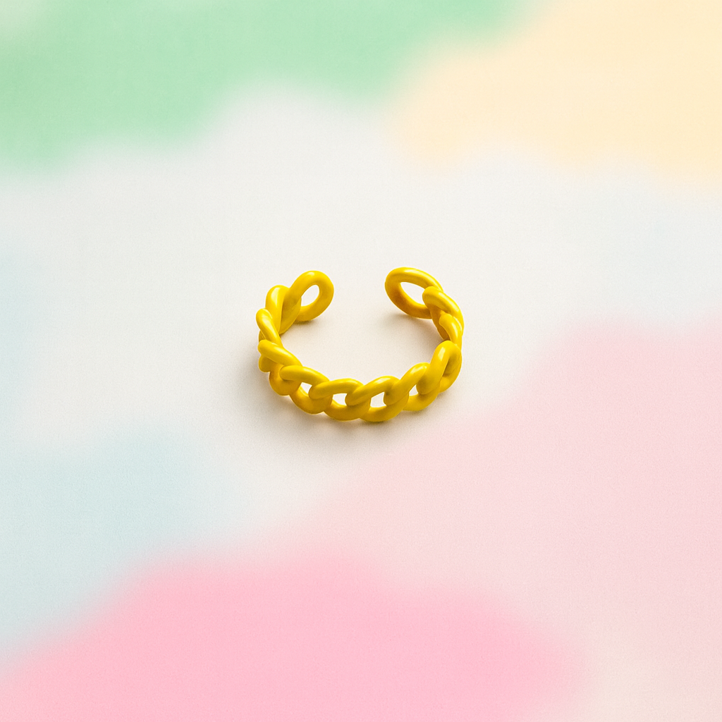 Yellow ring on a pastel gradient background