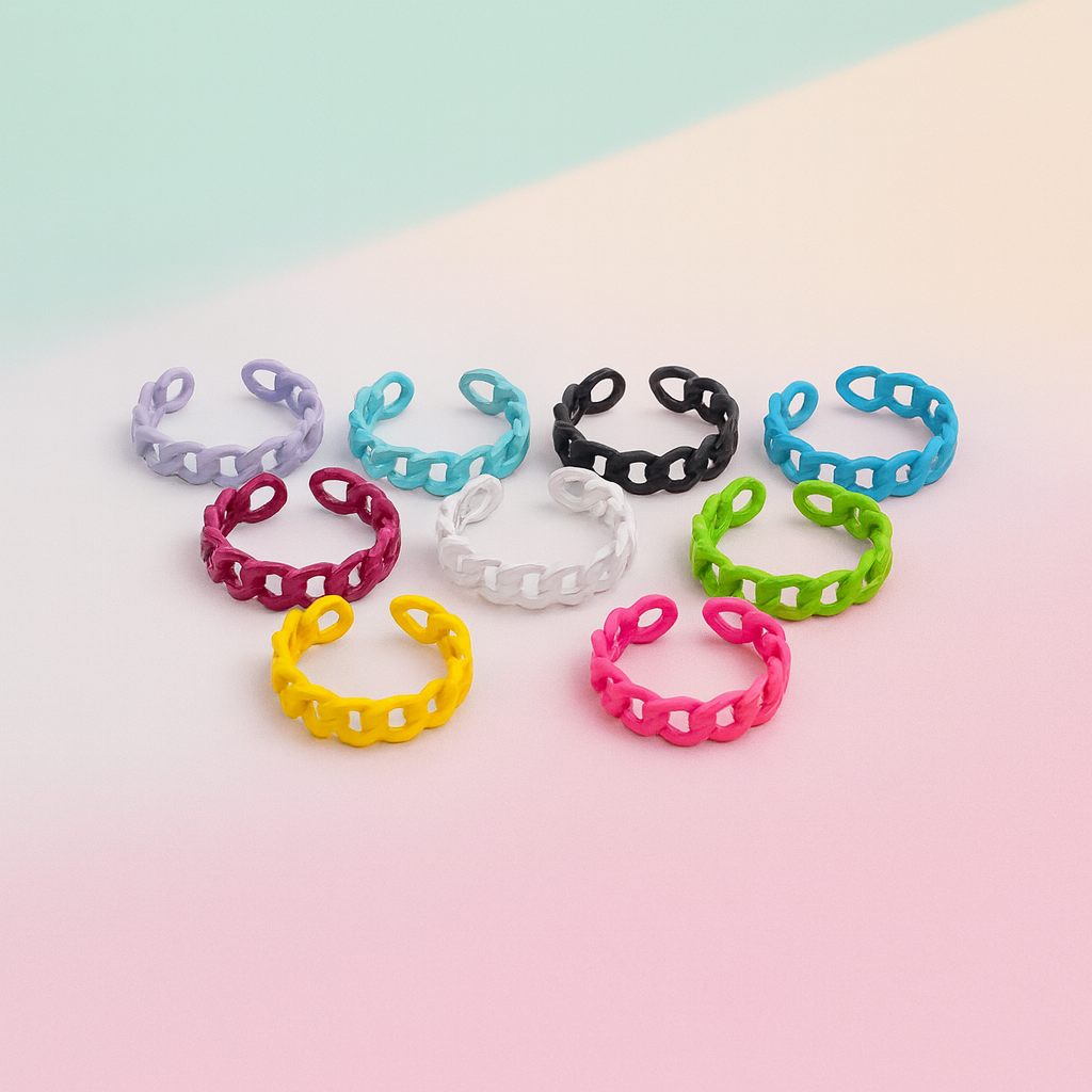 Colorful plastic rings on a gradient background