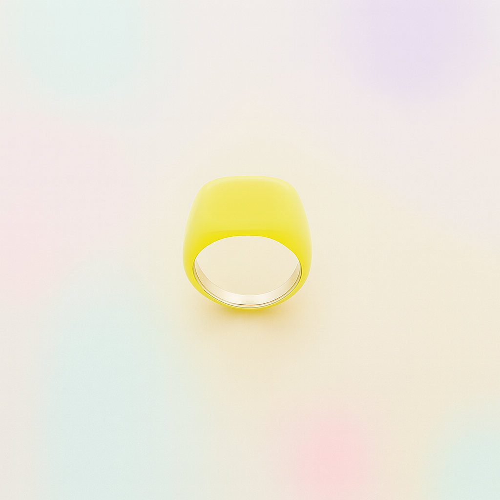 Yellow ring on a pastel gradient background