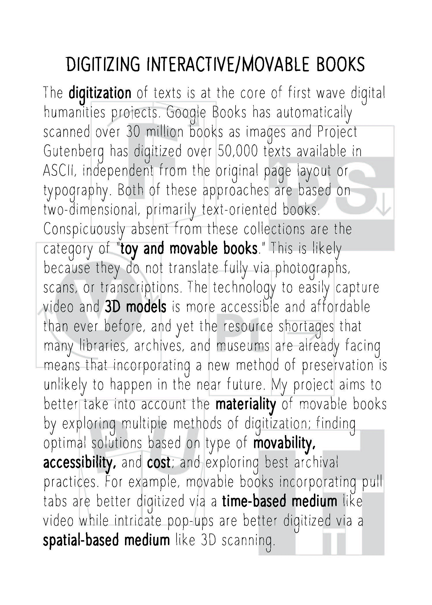 This is an image of a page of text about digitizing interactive/movable books